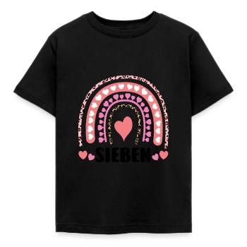 7.Geburtstag Regenbogen geburtstag Geschenk - Kinder T-Shirt - Schwarz - Vorne - AI Model Kid Female (0cm)