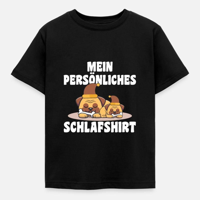 Schlafanzug Mops Nachthemd Geschenk - Kinder T-Shirt - Schwarz