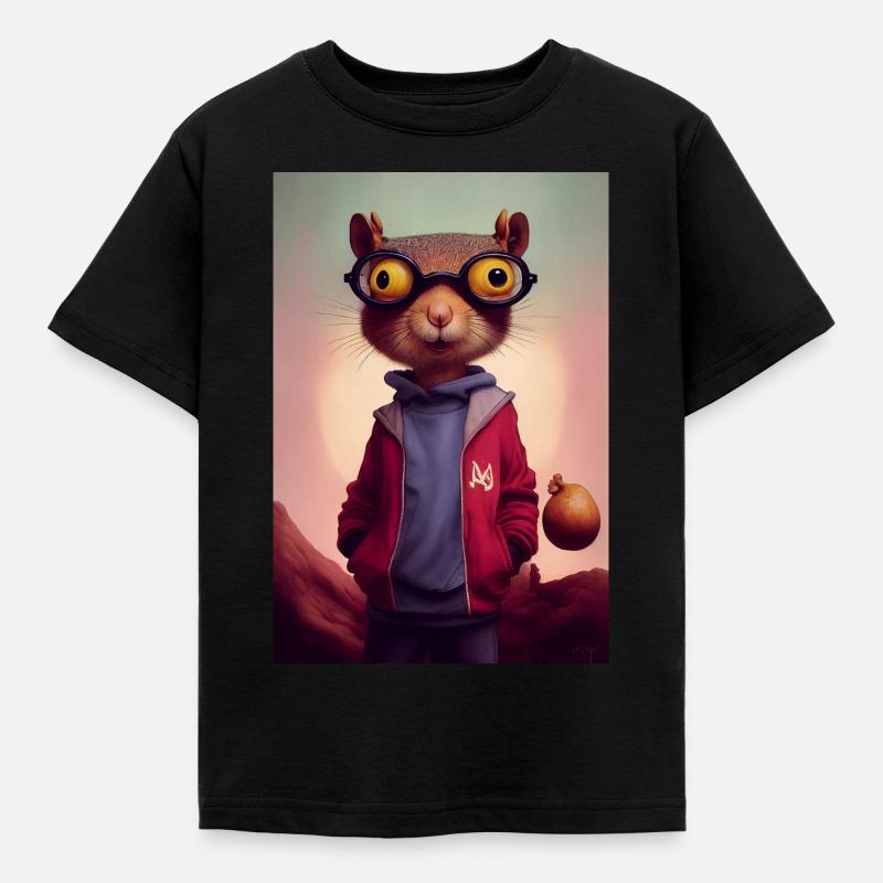 Chipmunk Eichhörnchen Süß - Kinder T-Shirt - Schwarz