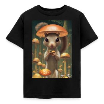 Écureuils Randonnée Forêt de champignons - T-shirt Enfant - noir - Devant - AI Model Kid Female (0cm)