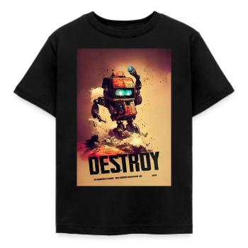 Destroy Roboter Baustelle - Kinder T-Shirt - Schwarz - Vorne - AI Model Kid Female (0cm)