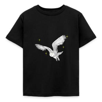 Hand gezeichnete Schneeeule mit Sternen - Kinder T-Shirt - Schwarz - Vorne - AI Model Kid Female (0cm)