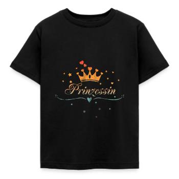 Prinzessin mit Krone, Herz und Sternen, Vintage - Kinder T-Shirt - Schwarz - Vorne - AI Model Kid Female (0cm)