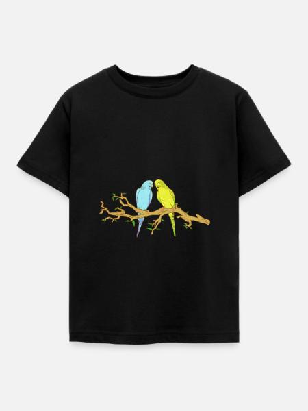 Wellensittiche - Kinder T-Shirt - Schwarz
