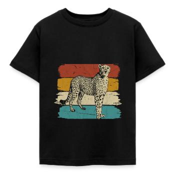 Guépard faune rétro - T-shirt Enfant - noir - Devant - AI Model Kid Female (0cm)