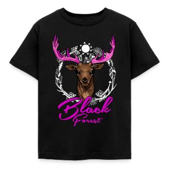 Black Forest Hirsch mit pinkem Geweih - Kinder T-Shirt - Schwarz - Vorne - AI Model Kid Female (0cm)