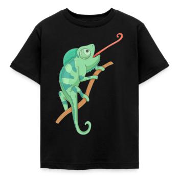 Grünes Chamäleon - Kinder T-Shirt - Schwarz - Vorne - AI Model Kid Female (0cm)
