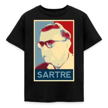 Jean-Paul Sartre shirt - Kids' T-Shirt - black - Front - AI Model Kid Female (0cm)