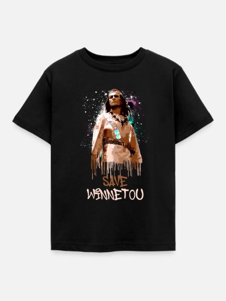 save winnetou,winnetou,indianer,illustration - Kinder T-Shirt - Schwarz
