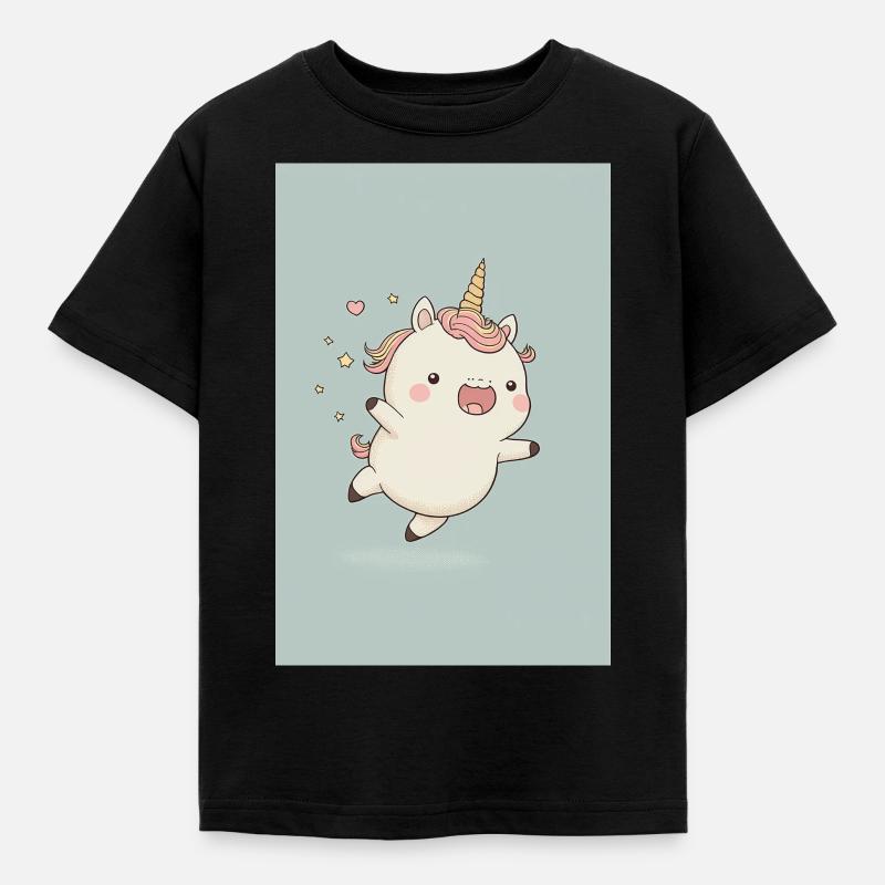 Bébé licorne joyeuse - T-shirt Enfant - noir
