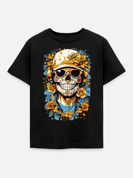 Zucker Schädel - Kinder T-Shirt - Schwarz