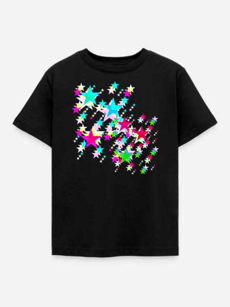 Sterne,stern, bunte Sterne - Kinder T-Shirt - Schwarz