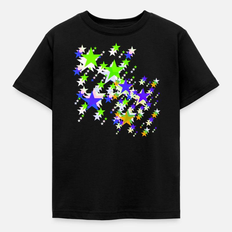 Sterne,stern, bunte Sterne - Kinder T-Shirt - Schwarz