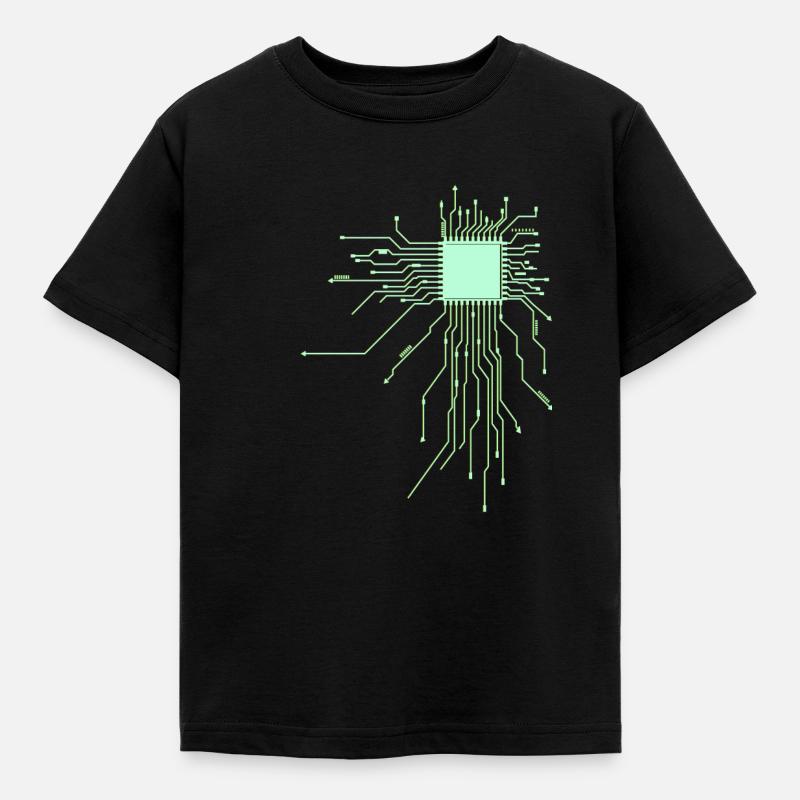 platine core cpu computer nerd pc geek cyborg heart - Kids' T-Shirt - black
