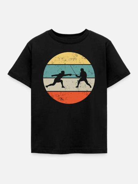 Fechten Fechter Retro - Kinder T-Shirt - Schwarz