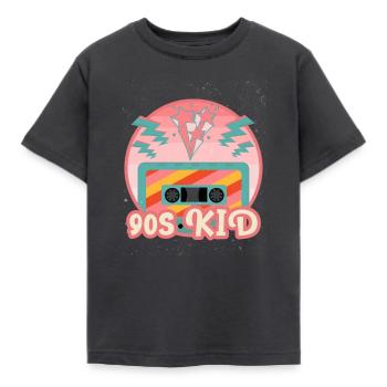 Mixtape Kassette 90s Kid Sterne Blitze - Kinder T-Shirt - Dunkelgrau - Vorne - AI Model Kid Female (0cm)