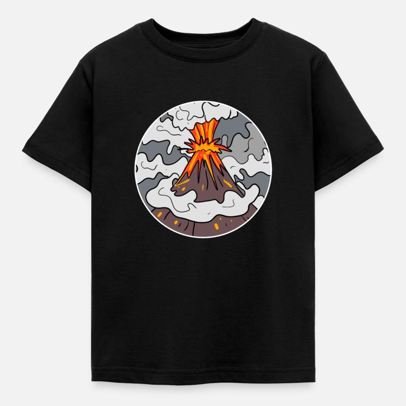 Vulkan Berg Kreis Berge Vulkane - Kinder T-Shirt - Schwarz
