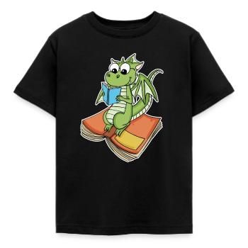 Bücher Drache Drachen - Kinder T-Shirt - Schwarz - Vorne - AI Model Kid Female (0cm)