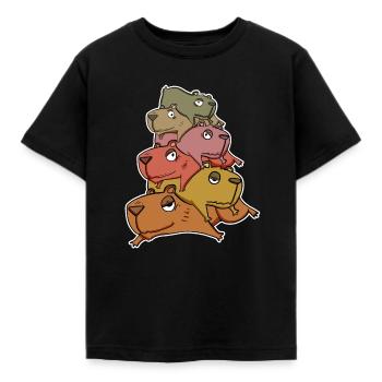 Capybara Pile of Capybara - Kids' T-Shirt - black - Front - AI Model Kid Female (0cm)