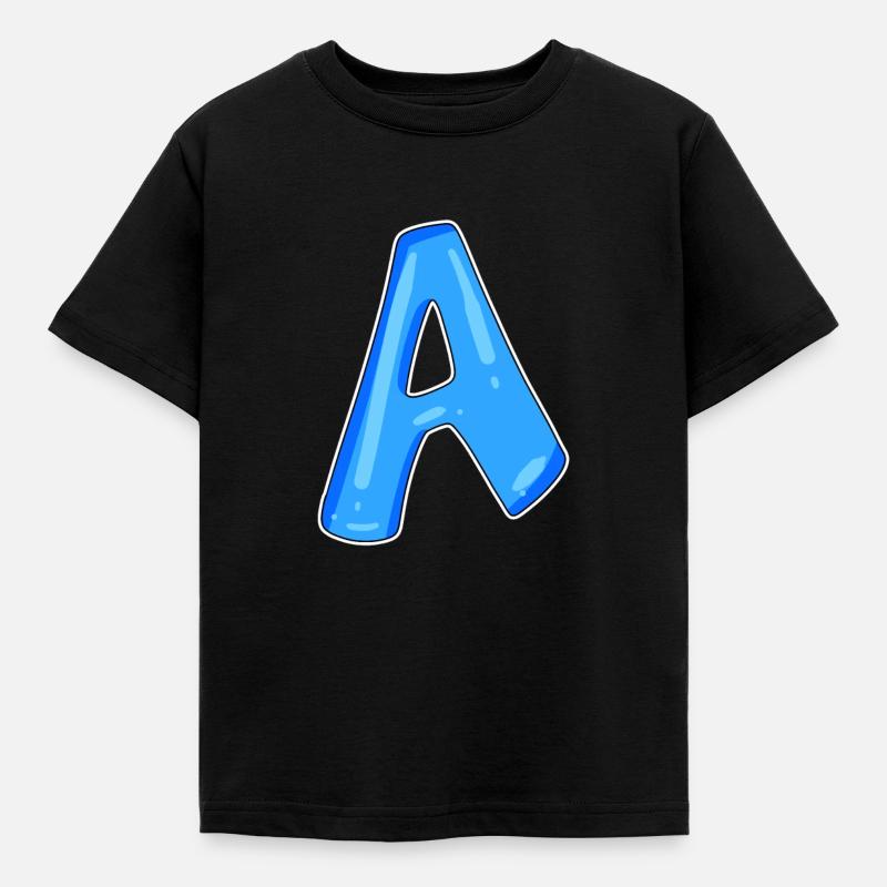 Buchstabe A Anfangsbuchstabe - Kinder T-Shirt - Schwarz