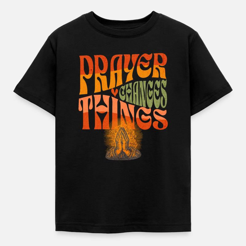 Gebetshände Motiv mit Friedenswunsch - Kinder T-Shirt - Schwarz
