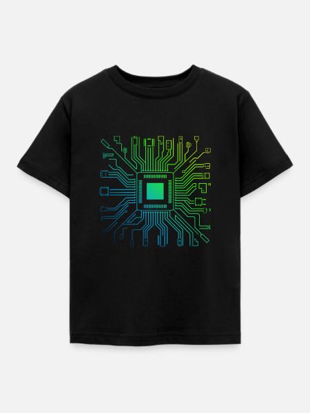Bunte Computerplatine Tech Electronic - Kinder T-Shirt - Schwarz