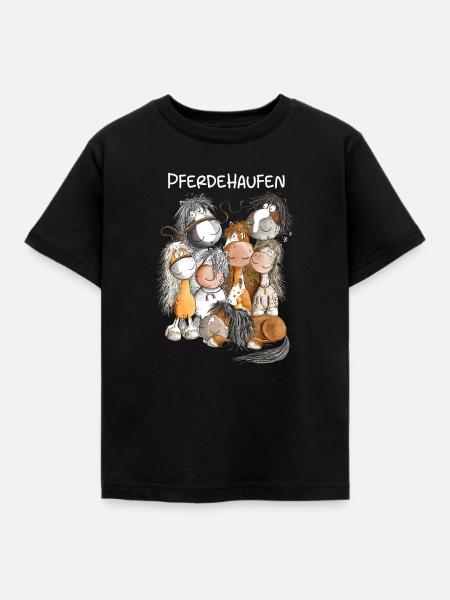 Pferdehaufen Pferde Team Herde Pferd - Kinder T-Shirt - Schwarz