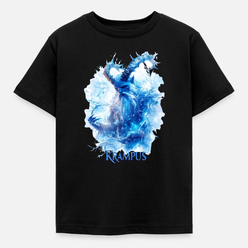 Krampus in einer Eislandschaft - Kinder T-Shirt - Schwarz