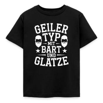 Geiler Typ Mit Bart & Glatze Glatzkopf Bartträger - Kinder T-Shirt - Schwarz - Vorne - AI Model Kid Female (0cm)