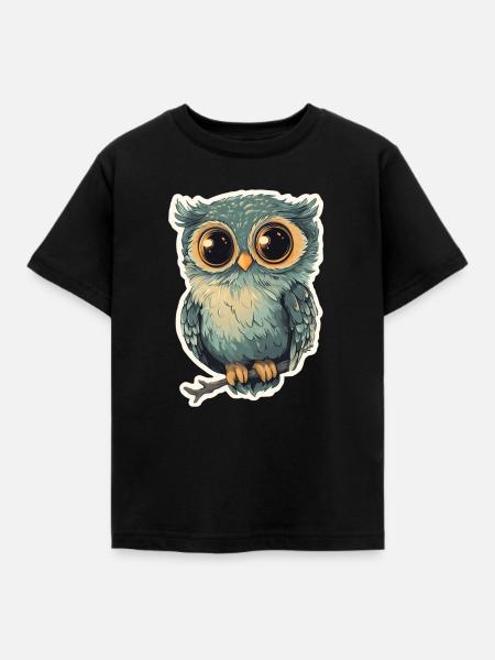 Eule - Kinder T-Shirt - Schwarz