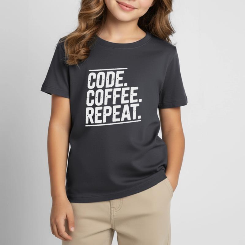 Code Coffee Repeat Kids' T-Shirt