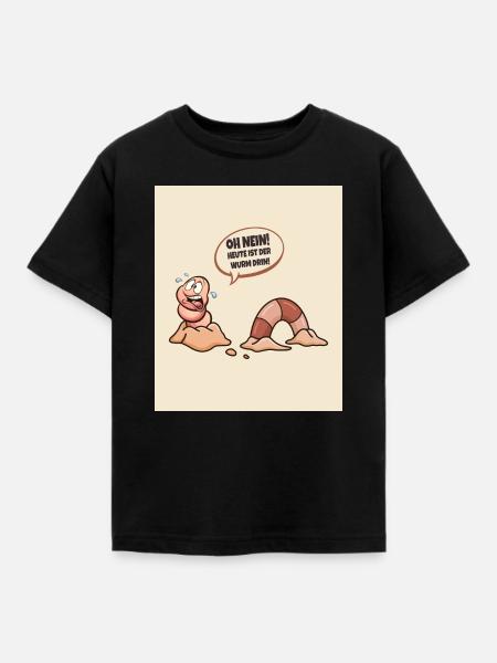 Heute ist der Wurm drin! - Kinder T-Shirt - Schwarz