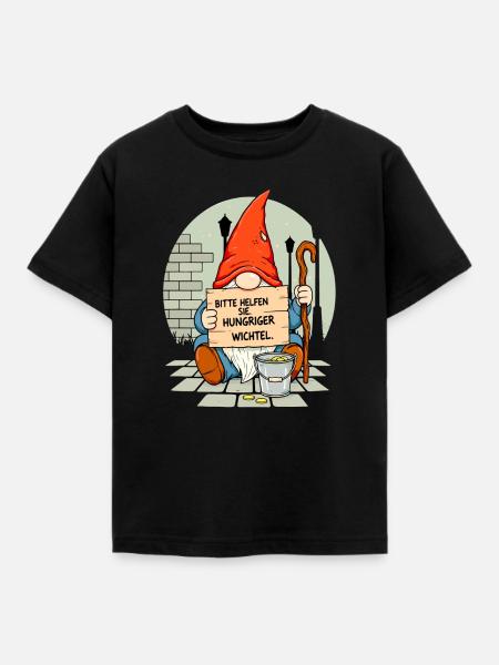 Hungeriger Wichtel | Bitte Helfen Sie Gnome - Kinder T-Shirt - Schwarz