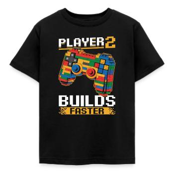 Building Blocks Gamer Gaming Brick Builder - Kinder T-Shirt - Schwarz - Vorne - AI Model Kid Female (0cm)