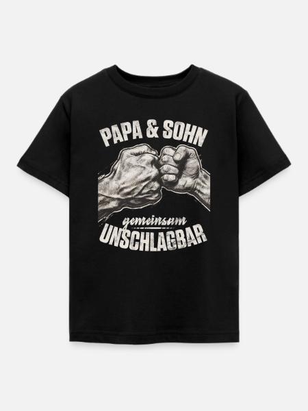 Papa und Sohn Faust gemeinsam unschlagbar - Kinder T-Shirt - Schwarz