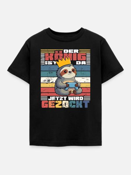 Der König am zocken - Kinder T-Shirt - Schwarz