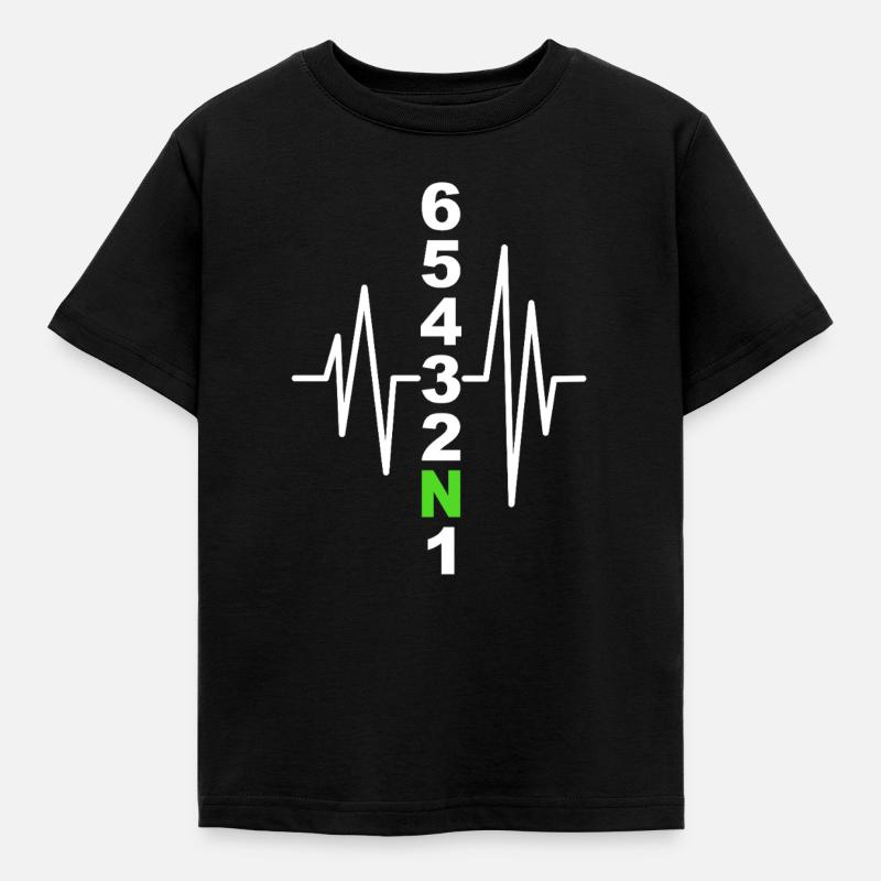 Motorcycle Gearshift Pattern with Heartbeat – Biker - Kids' T-Shirt - black
