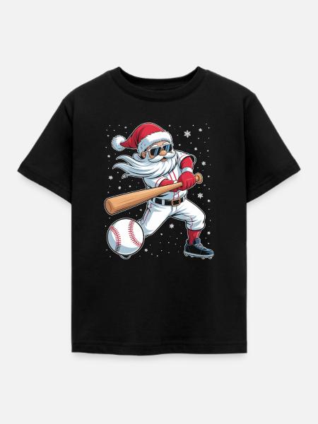 Santa Baseball Allstar - Kinder T-Shirt - Schwarz