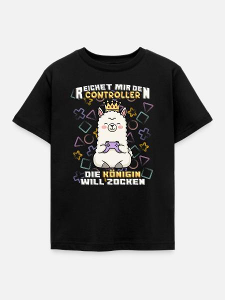 Königin will zocken - Kinder T-Shirt - Schwarz