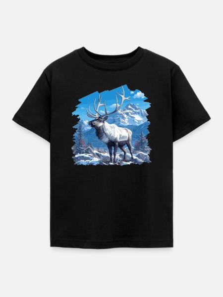 Rentiere Rentier - Kinder T-Shirt - Schwarz