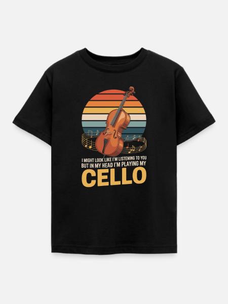 Mein Cello spielen - Kinder T-Shirt - Schwarz