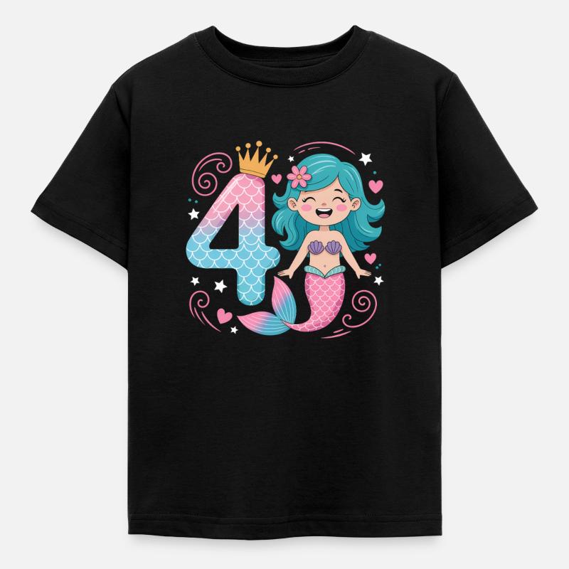 4e anniversaire de la sirène 4 ans - T-shirt Enfant - noir