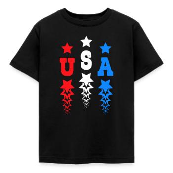 USA Star Monogramme États-Unis d’Amérique - T-shirt Enfant - noir - Devant - AI Model Kid Female (0cm)
