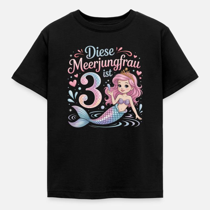 Cette sirène a 3 ans de filles - T-shirt Enfant - noir