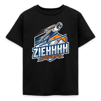 Ziehhhh Skispringen Flug durchs Stadion - Kinder T-Shirt - Schwarz - Vorne - AI Model Kid Female (0cm)