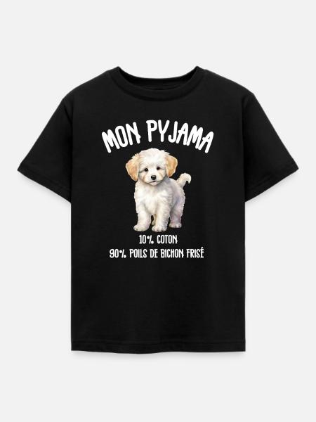 Lustiger Hund Bichon-Schlafanzug - Kinder T-Shirt - Schwarz