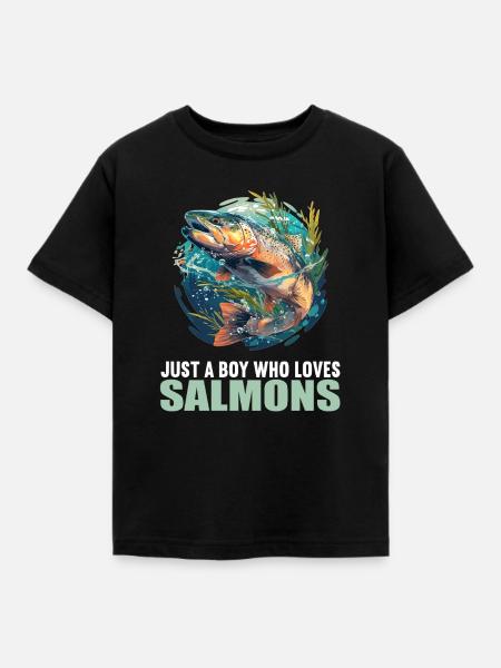 Lachse Lachs - Kinder T-Shirt - Schwarz