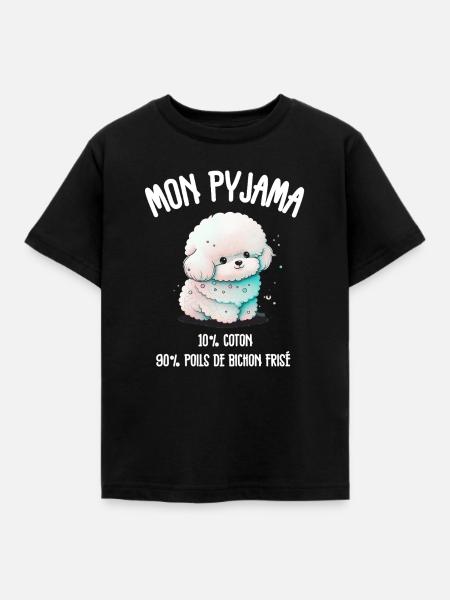 Lustiger Hund Bichon-Schlafanzug - Kinder T-Shirt - Schwarz