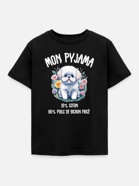Lustiger Hund Bichon-Schlafanzug - Kinder T-Shirt - Schwarz
