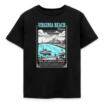 Virginia Beach Coastal Jewel - Kids' T-Shirt - black - Front - AI Model Kid Female (0cm)